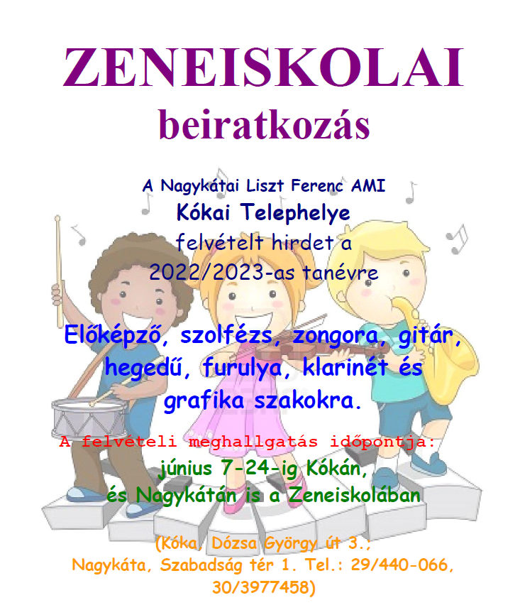 zeneiskolai beiratkozás plakát